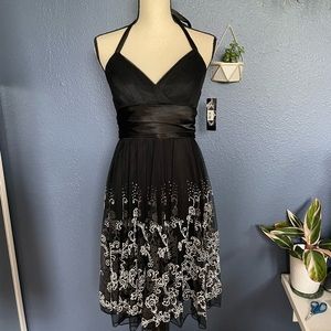 New! Black tulle halter dress - size small